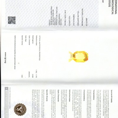3.00 Ct IGI Certified Unheated Untreated Natural Ceylon Yellow Sapphire AAAAA 3.00 Ct IGI Certified Unheated Untreated Natural Ceylon Yellow Sapphire AAAAA