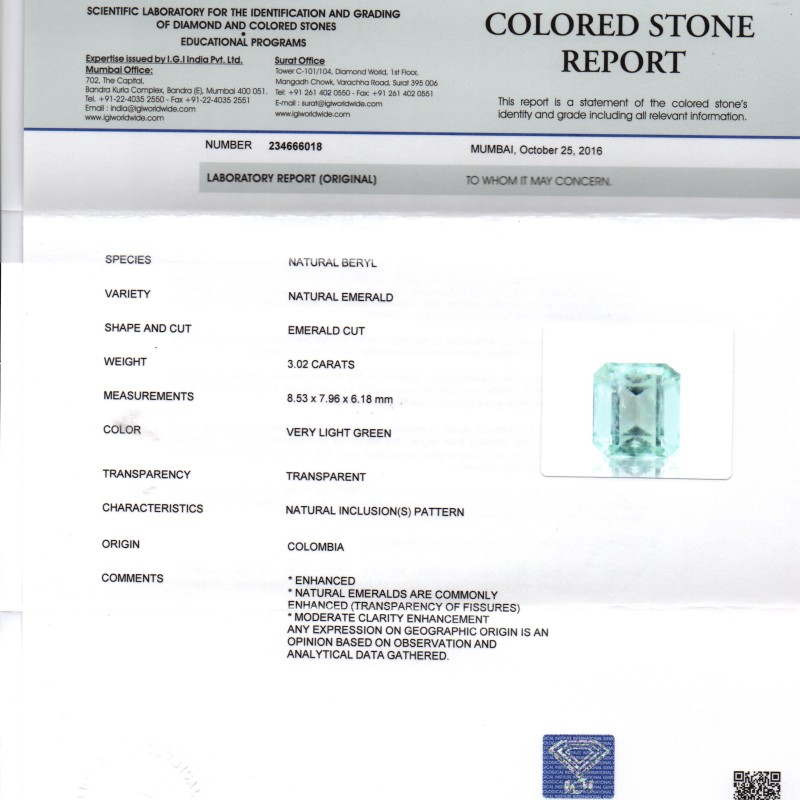 3.02 Ct Unheated Natural Colombian Emerald Gemstone **RARE** 3.02 Ct Unheated Natural Colombian Emerald Gemstone **RARE**