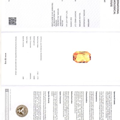 3.02 Ct IGI Certified Unheated Untreated Natural Ceylon Yellow Sapphire AAAAA