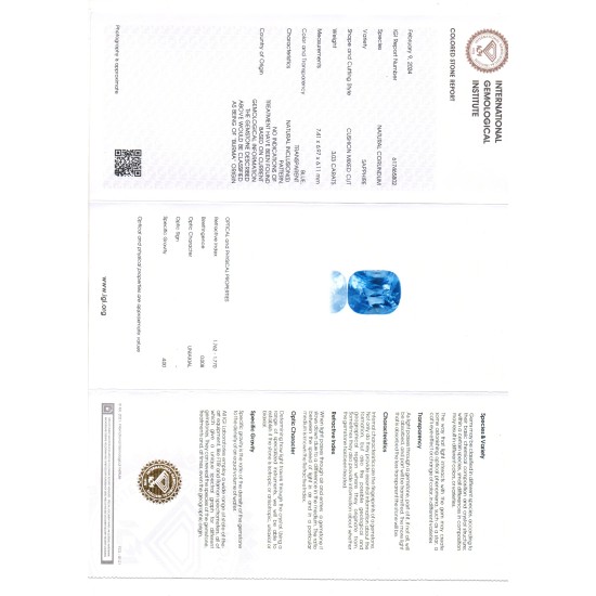 3.03 Ct IGI Certified Unheated Untreated Natural Burma Blue Sapphire
