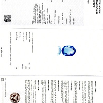 3.04 Ct IGI Certified Unheated Untreated Natural Ceylon Blue Sapphire AA 3.04 Ct IGI Certified Unheated Untreated Natural Ceylon Blue Sapphire AA
