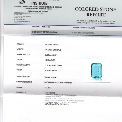 3.04 Ct Untreated Natural Zambian Emerald Gemstone Panna AAA++ 3.04 Ct Untreated Natural Zambian Emerald Gemstone Panna AAA++