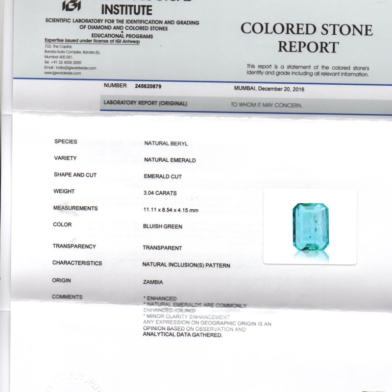 3.04 Ct Untreated Natural Zambian Emerald Gemstone Panna AAA++ 3.04 Ct Untreated Natural Zambian Emerald Gemstone Panna AAA++