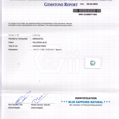 3.04 Ct Unheated Untreated Ceylon Yellow Blue Pitambari Pukhraj Neelam 3.04 Ct Unheated Untreated Ceylon Yellow Blue Pitambari Pukhraj Neelam