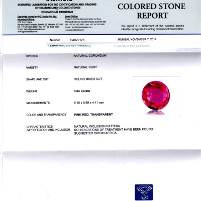 3.04 Ct Certified Unheated Untreated Natural Madagaskar Ruby