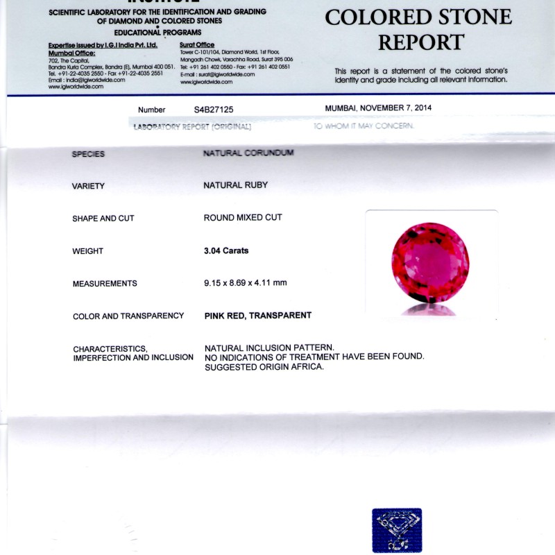3.04 Ct Certified Unheated Untreated Natural Madagaskar Ruby