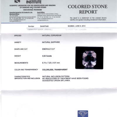 3.04 Ct Unheated Untreated Natural White Sapphire Gemstone AAA 3.04 Ct Unheated Untreated Natural White Sapphire Gemstone AAA