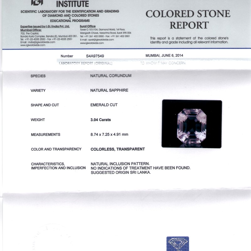 3.04 Ct Unheated Untreated Natural White Sapphire Gemstone AAA 3.04 Ct Unheated Untreated Natural White Sapphire Gemstone AAA