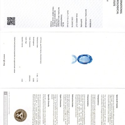 3.05 Ct IGI Certified Unheated Untreated Natural Ceylon Blue Sapphire AAA 3.05 Ct IGI Certified Unheated Untreated Natural Ceylon Blue Sapphire AAA