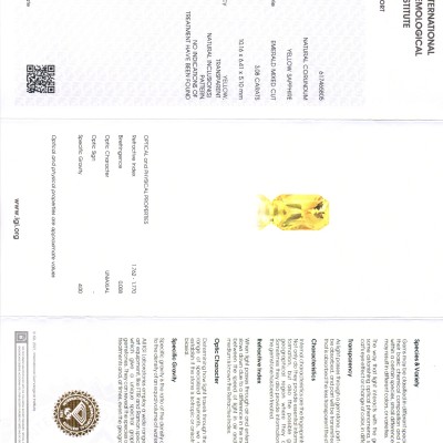3.08 Ct IGI Certified Unheated Untreated Natural Ceylon Yellow Sapphire AAAAA