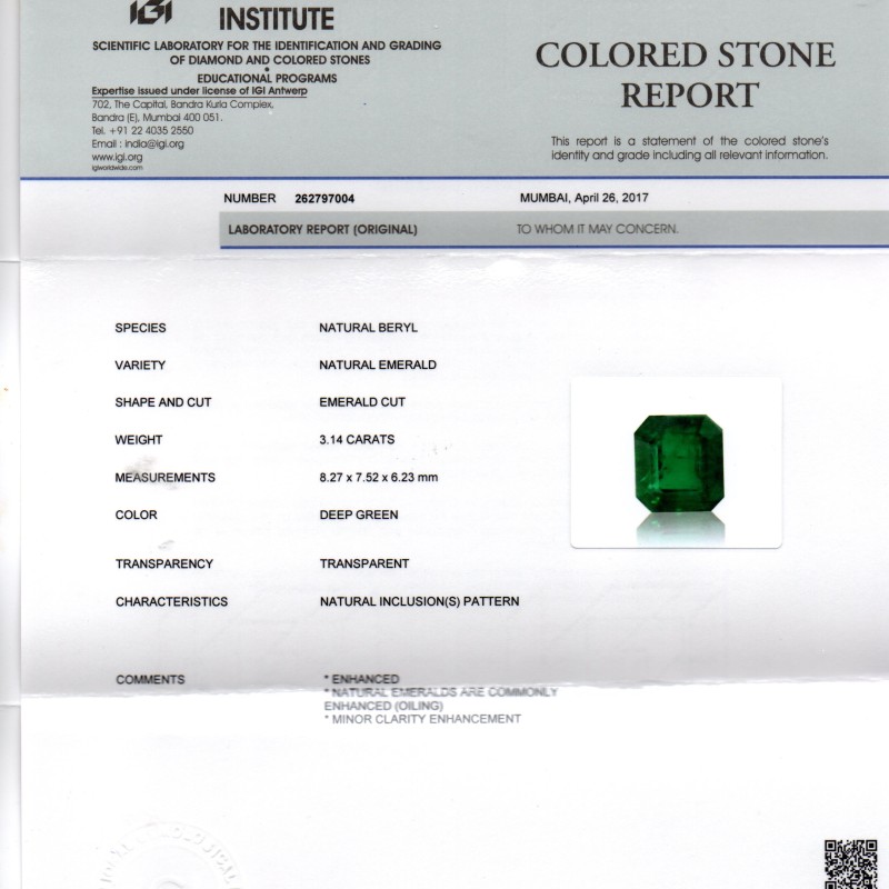 3.14 Ct Untreated Top Colour Premium Natural Zambian Emerald AAA 3.14 Ct Untreated Top Colour Premium Natural Zambian Emerald AAA