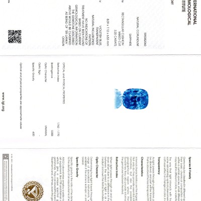 3.20 Ct IGI Certified Unheated Untreated Natural Ceylon Blue Sapphire AAA 3.20 Ct IGI Certified Unheated Untreated Natural Ceylon Blue Sapphire AAA