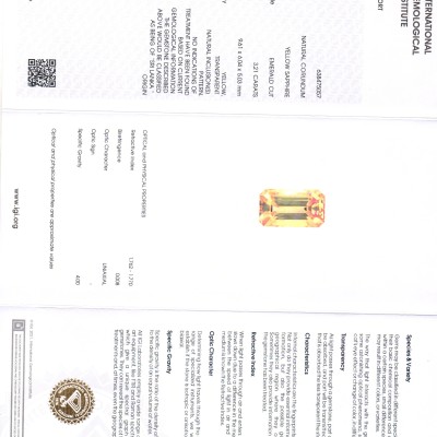 3.21 Ct IGI Certified Unheated Untreated Natural Ceylon Yellow Sapphire AAA 3.21 Ct IGI Certified Unheated Untreated Natural Ceylon Yellow Sapphire AAA
