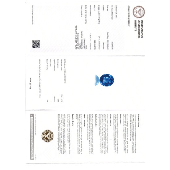 3.22 Ct IGI Certified Unheated Untreated Natural Ceylon Blue Sapphire AAA