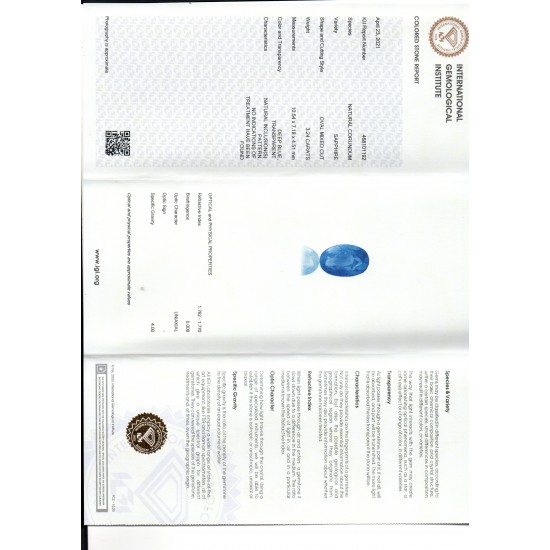 3.24 Ct IGI Certified Unheated Untreated Natural Ceylon Blue Sapphire AAA