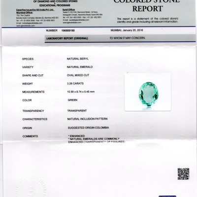 3.26 Ct Unheated Natural Colombian Emerald Gemstone**RARE** 3.26 Ct Unheated Natural Colombian Emerald Gemstone**RARE**