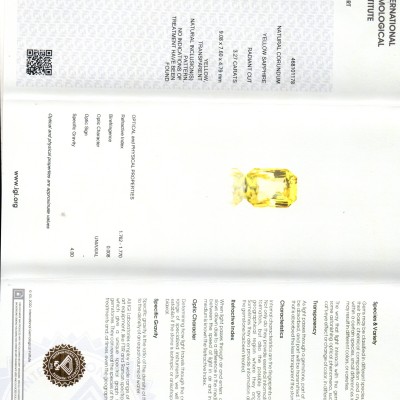 3.27 Ct IGI Certified Unheated Untreated Natural Ceylon Yellow Sapphire AAAAA 3.27 Ct IGI Certified Unheated Untreated Natural Ceylon Yellow Sapphire AAAAA