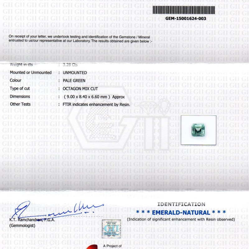 3.28 Ct Unheated Natural Colombian Emerald Gemstone**RARE**