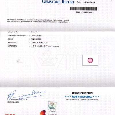 3.32 Ct Certified Unheated Untreated Natural Madagaskar Ruby AAAAA 3.32 Ct Certified Unheated Untreated Natural Madagaskar Ruby AAAAA