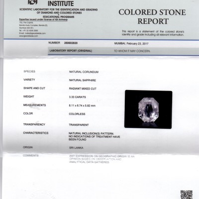 3.33 Ct Unheated Untreated Natural White Sapphire Safed Pukhraj AAA 3.33 Ct Unheated Untreated Natural White Sapphire Safed Pukhraj AAA