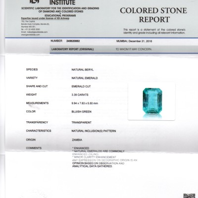 3.39 Ct Untreated Natural Zambian Emerald Gemstone Panna AAAAA