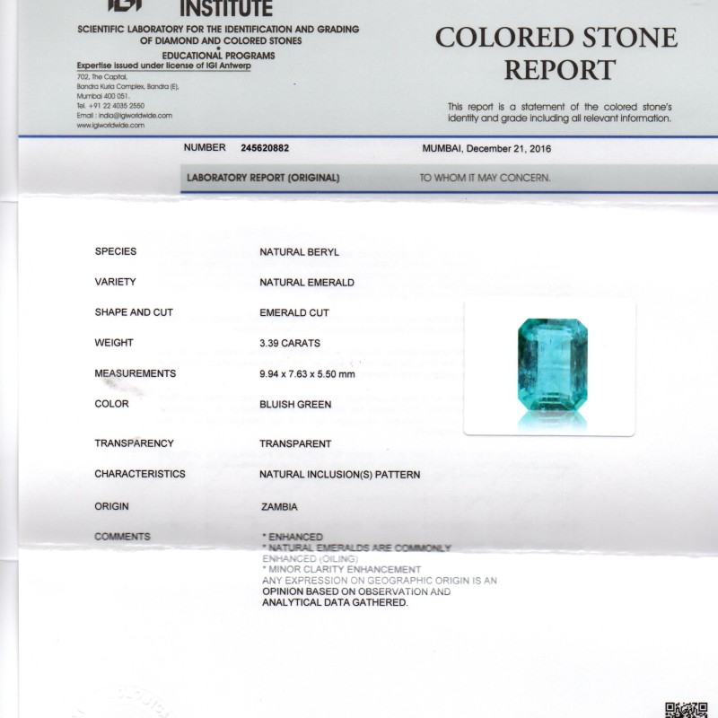 3.39 Ct Untreated Natural Zambian Emerald Gemstone Panna AAAAA