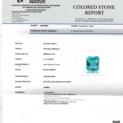 3.41 Ct Untreated Natural Zambian Emerald Gemstone Panna AAA++