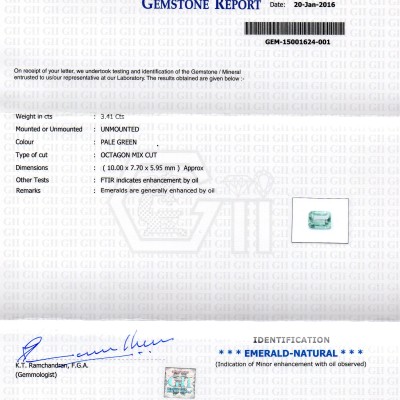 3.41 Ct Unheated Natural Colombian Emerald Gemstone**RARE**