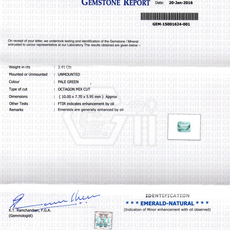 3.41 Ct Unheated Natural Colombian Emerald Gemstone**RARE**