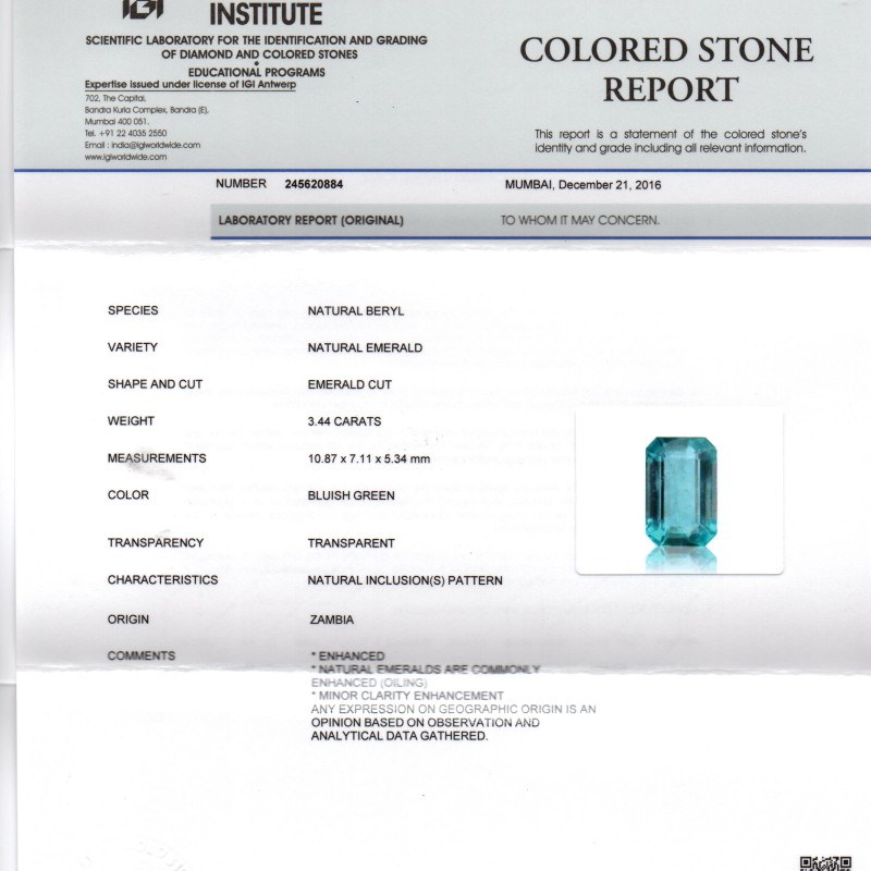 3.44 Ct Untreated Natural Zambian Emerald Gemstone Panna AAAAA