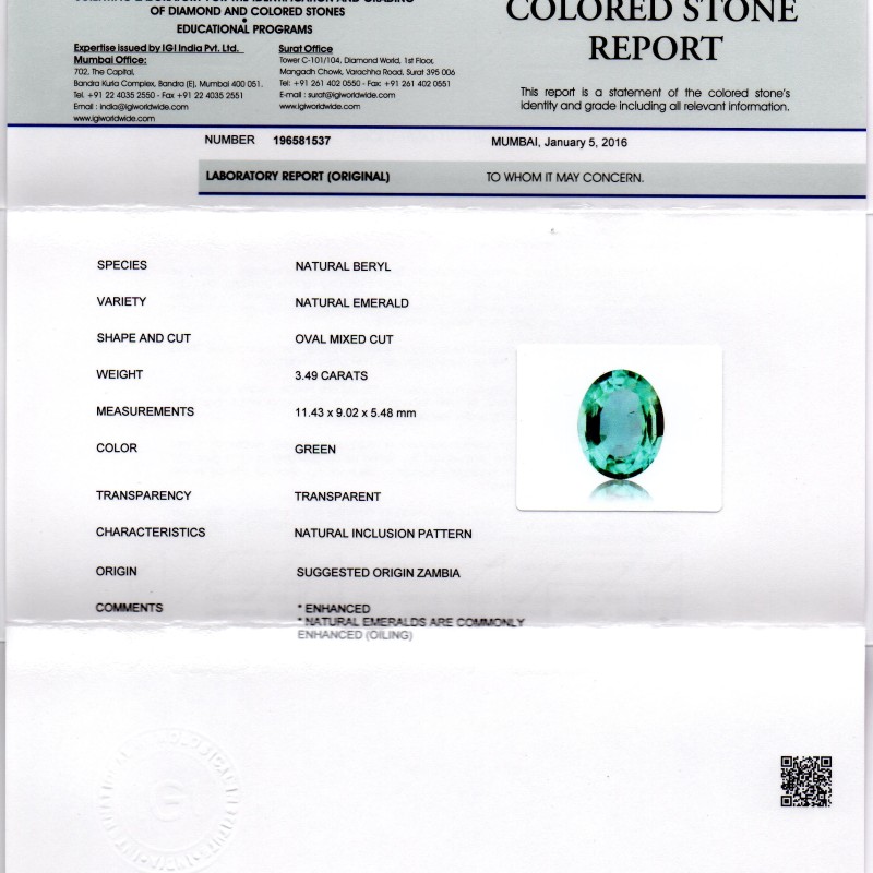3.49 Ct Unheated Natural Zambian Emerald Gemstone**RARE** 3.49 Ct Unheated Natural Zambian Emerald Gemstone**RARE**
