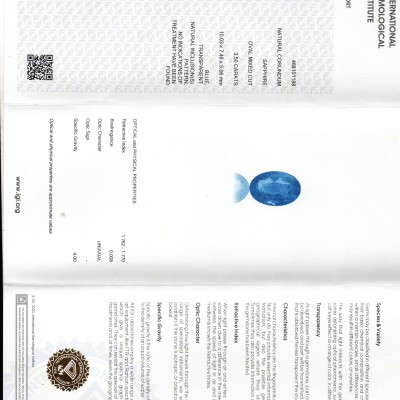 3.50 Ct IGI Certified Unheated Untreated Natural Ceylon Blue Sapphire AAA 3.50 Ct IGI Certified Unheated Untreated Natural Ceylon Blue Sapphire AAA