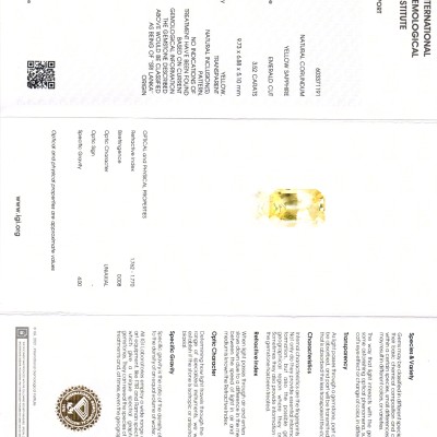 3.52 Ct IGI Certified Unheated Untreated Natural Ceylon Yellow Sapphire