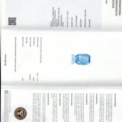 3.57 Ct IGI Certified Unheated Untreated Natural Ceylon Blue Sapphire AAAA
