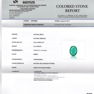 3.57 Ct Untreated Natural Zambian Emerald Gemstone Panna AAAAA 3.57 Ct Untreated Natural Zambian Emerald Gemstone Panna AAAAA