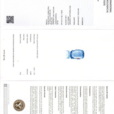 3.58 Ct IGI Certified Unheated Untreated Natural Ceylon Blue Sapphire AAA