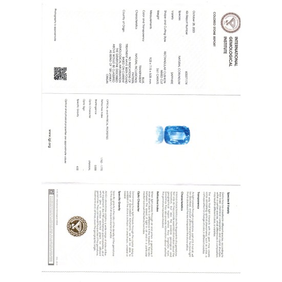 3.61 Ct IGI Certified Unheated Untreated Natural Ceylon Blue Sapphire AA
