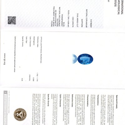 3.62 Ct IGI Certified Unheated Untreated Natural Ceylon Blue Sapphire AAA 3.62 Ct IGI Certified Unheated Untreated Natural Ceylon Blue Sapphire AAA