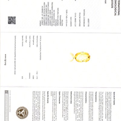 3.63 Ct IGI Certified Unheated Untreated Natural Ceylon Yellow Sapphire