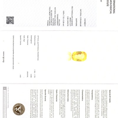 3.68 Ct IGI Certified Unheated Untreated Natural Ceylon Yellow Sapphire AAA 3.68 Ct IGI Certified Unheated Untreated Natural Ceylon Yellow Sapphire AAA