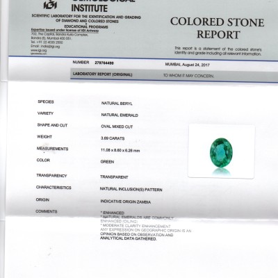 3.69 Ct Untreated Natural Zambian Emerald Gemstone Panna AAAAA 3.69 Ct Untreated Natural Zambian Emerald Gemstone Panna AAAAA