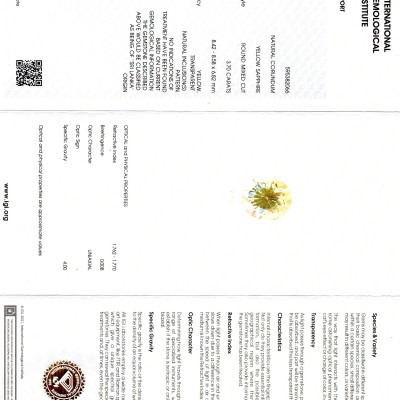 3.70 Ct IGI Certified Unheated Untreated Natural Ceylon Yellow Sapphire 3.70 Ct IGI Certified Unheated Untreated Natural Ceylon Yellow Sapphire