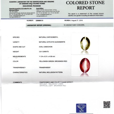 3.81 Ct Untreated Natural Alexandrite Chrysoberyl Cats Eye *RARE* 3.81 Ct Untreated Natural Alexandrite Chrysoberyl Cats Eye *RARE*