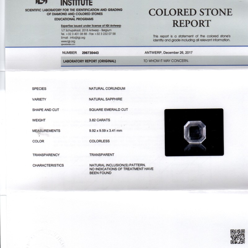 3.82 Ct Unheated Untreated Natural White Sapphire Gemstone 3.82 Ct Unheated Untreated Natural White Sapphire Gemstone