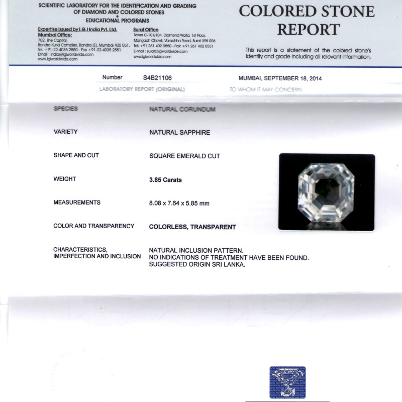 3.85 Ct Unheated Untreated Natural Premium White Sapphire Gemstone 3.85 Ct Unheated Untreated Natural Premium White Sapphire Gemstone