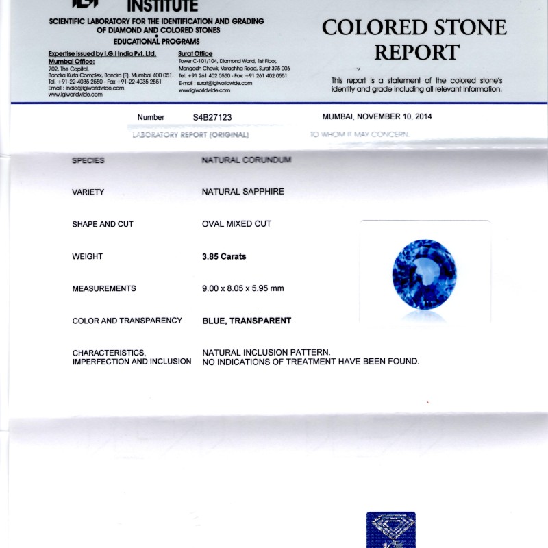3.85 Ct Unheated Untreated Natural Ceylon Blue Sapphire Neelam 3.85 Ct Unheated Untreated Natural Ceylon Blue Sapphire Neelam