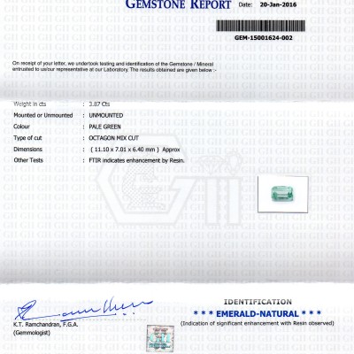 3.87 Ct Unheated Natural Colombian Emerald Gemstone**RARE** 3.87 Ct Unheated Natural Colombian Emerald Gemstone**RARE**