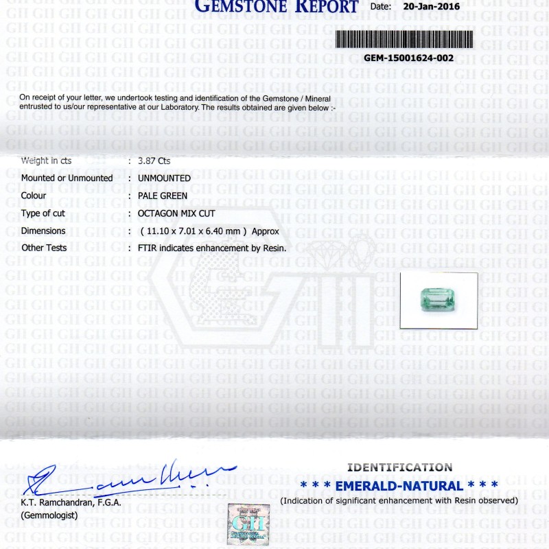 3.87 Ct Unheated Natural Colombian Emerald Gemstone**RARE** 3.87 Ct Unheated Natural Colombian Emerald Gemstone**RARE**