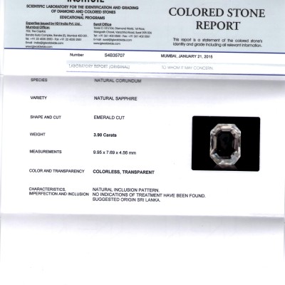 3.90 Ct Unheated Untreated Natural White Sapphire Gemstone 3.90 Ct Unheated Untreated Natural White Sapphire Gemstone