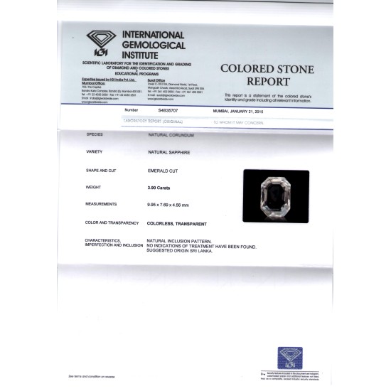 3.90 Ct Unheated Untreated Natural White Sapphire Gemstone